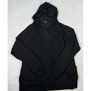 Lauren Ralph Lauren Hoodie Women Large Black Wrap V Neck Cardigan Soft